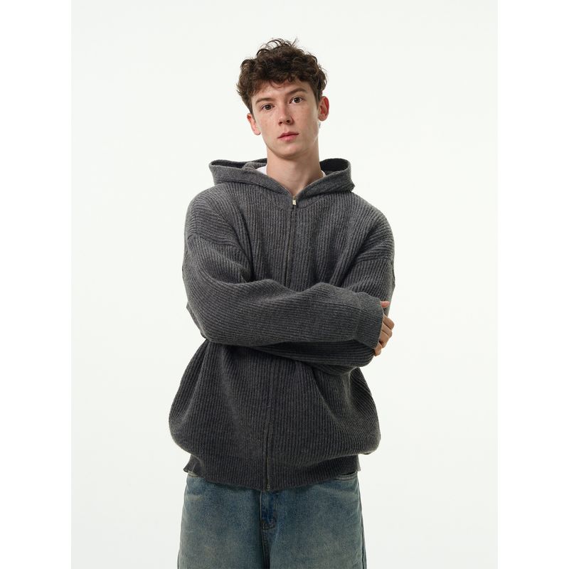 Madwitch Fall and Winter New Arrival Retro Lazy Style Knitwear Men and Women Cleanfit Hooded Sweater Cardigan Outwear