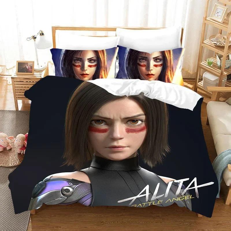 3D ALITA Battle Angel Bettwäsche-Set Twin Queen Size Bettbezug Kissenbezug für Kinder Erwachsene Heimtextilien