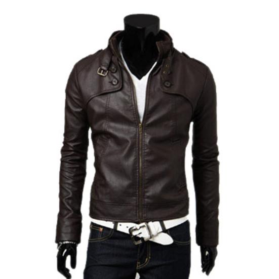 Men Jacket Great Wear-resistant Pockets Coat Faux Leather Autumn Coat Men Coat for Motorcycling