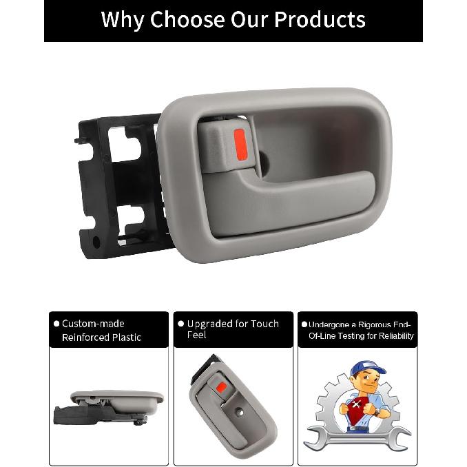 Gledewen Interior Door Handles W/Bezel (Pair), Compatible With Toyota Tundra 2000-2006, Beige, Front Left Driver & Right Passenger,