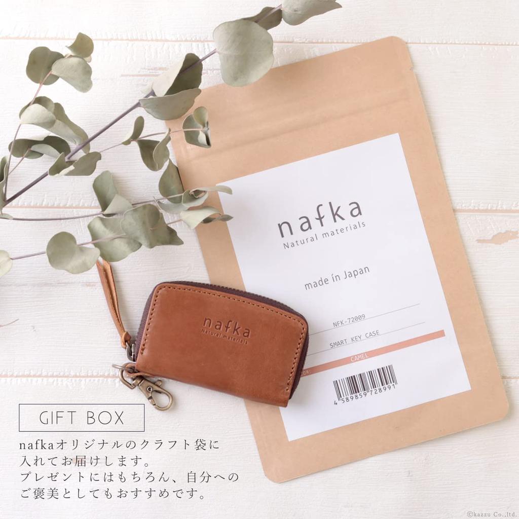 Nafka Women's Key Case, Smart Key Compatible, Genuine Mostro Leather, Made in Japan [NFK-72009] (Gray)