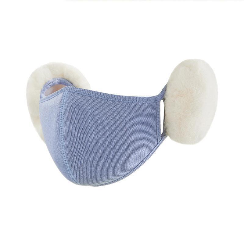 WTEMPO 1PC Winter Warm Plush Cute Earmuffs Simple Solid Color Three-dimensional Shape Your Face Face Masks Breathable Windproof Cold-proof Earmuffs