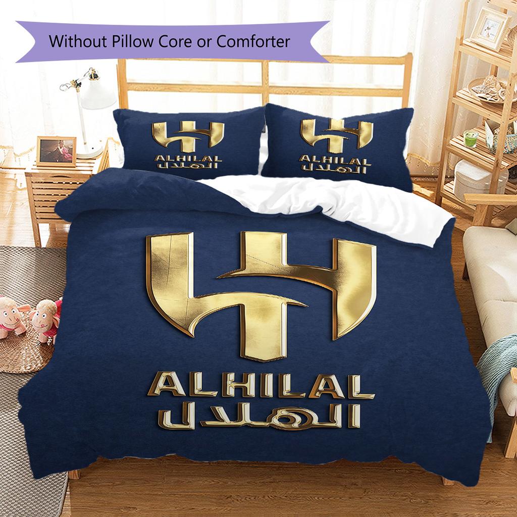 Al-Hilal Saudi FC Pattern Bedding,Quilt Set Quilt Cover Pillowcase Home Birthday Gift(1 * duvet cover + 2 * pillowcase, without core)