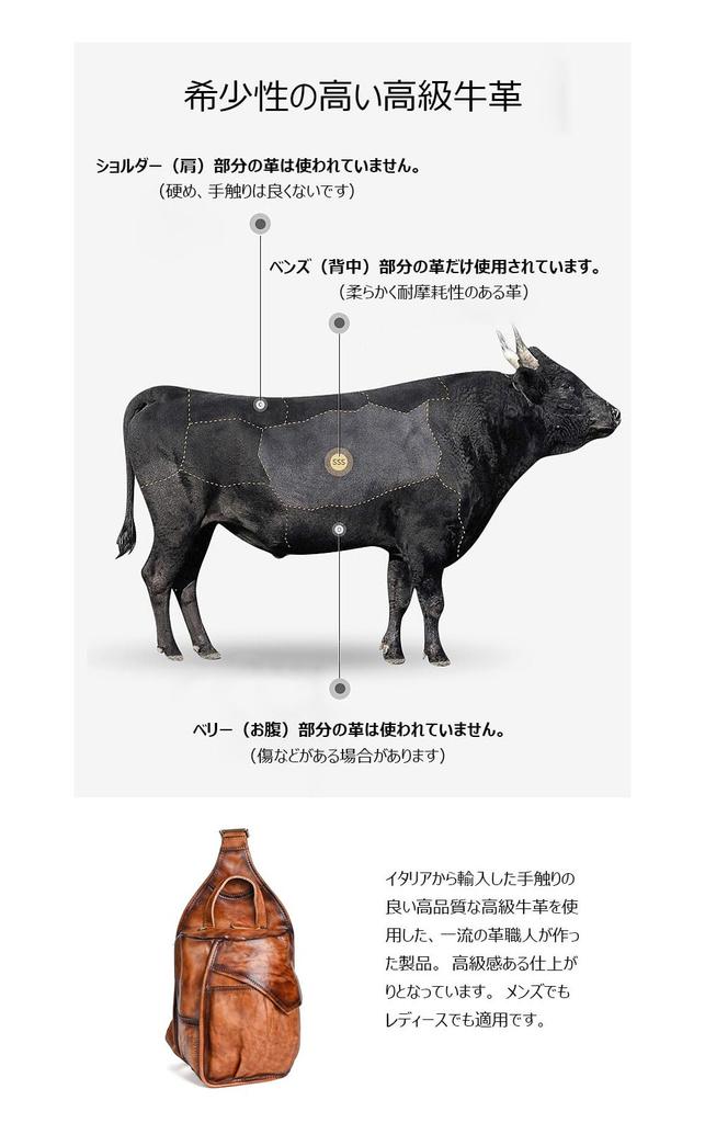 Whatna Antique-Style Tanned Natural Cowhide Leather Crossbody BagOne-Shoulder Bag for Men, Reversible Left or Right Strap, Genuine Leather, Thick,