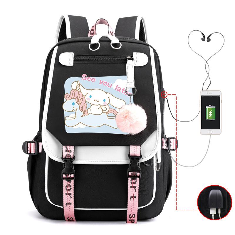 Pies z Dużymi Uszami Plecak Szkolny Męski i Damski Plecak dla Ucznia Szkoły Średniej Gimnazjum Styl College'owy Pasek do Plecaka Plecak Wielofunkcyjny USB