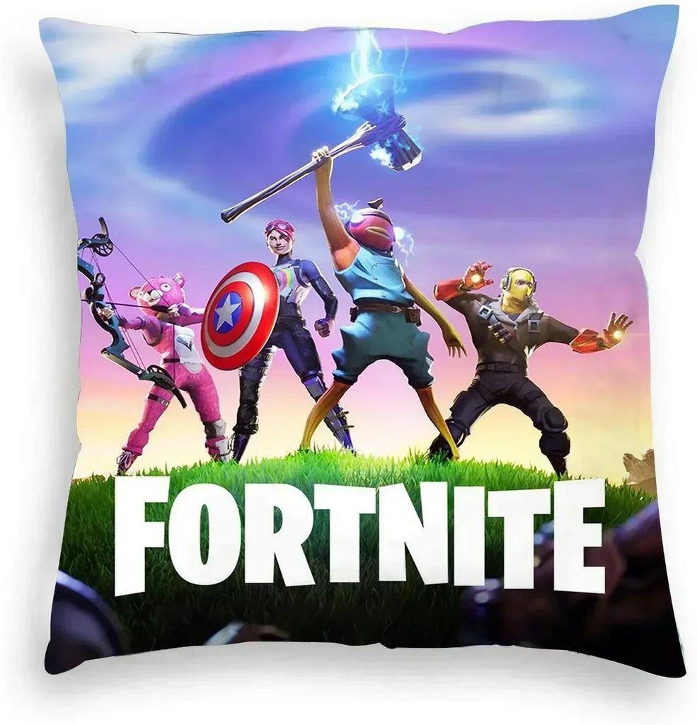 Fortnite Cushion Cover Plush Anime Pillowcase Plush Pillow Cases Home Decoration Pillow Cover for Sofa Bed Chair Living Room
