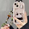 Case For Xiaomi 11 Lite 14 15 POCO X7 M6 X6 Pro X3 NFC F3 Cover Cute Bracelet Chain Cartoon 3D Panda Ears Wave Side