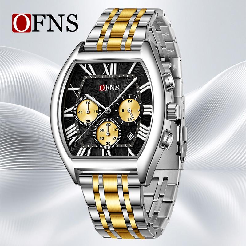 Men's Business Leisure Watch Date Chronograph Steel Quartz Wristwatches Strip Zinc Alloy Case Tempered Glass Mirror
