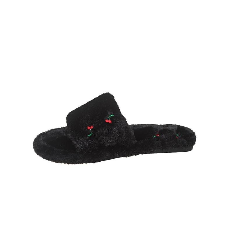 Plachsohlige Plüsch-Oberbekleidung Herbst und Winter Drag Fashion Neue Zuhause Ein-Wort-Drag Fluffy Slipper Damen