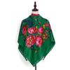 110*110Cm Golden Silvery Wire Russian Square Scarf Women Luxury Floral Print Handkerchief Ethnic Shawl Babushka Bandana Scarves