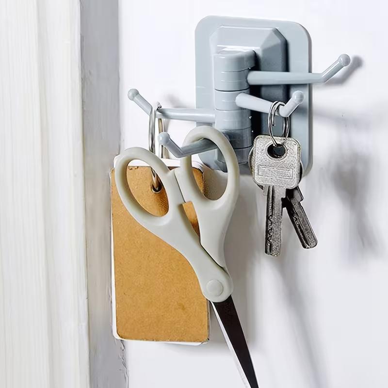 Kitchen Bathroom Wall Mount Self Adhesive Hooks Rotary Towel Sundries Hanger Plastic Towel Hook Rotatable Holder Wall Hooks
