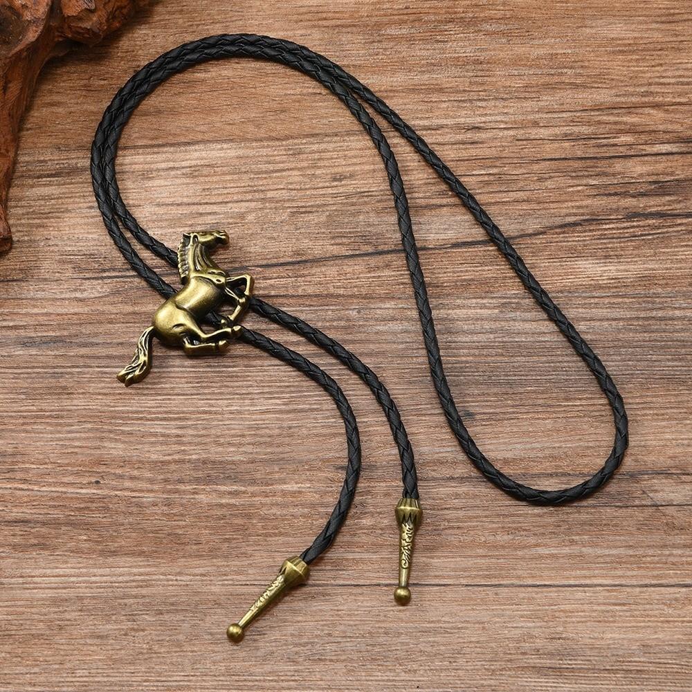 Western Cowboy Bolo Tie Personality Adjustable Rope Retro Alloy Bolo Tie Vintage Plating Retro Fashion Cowboy Rope