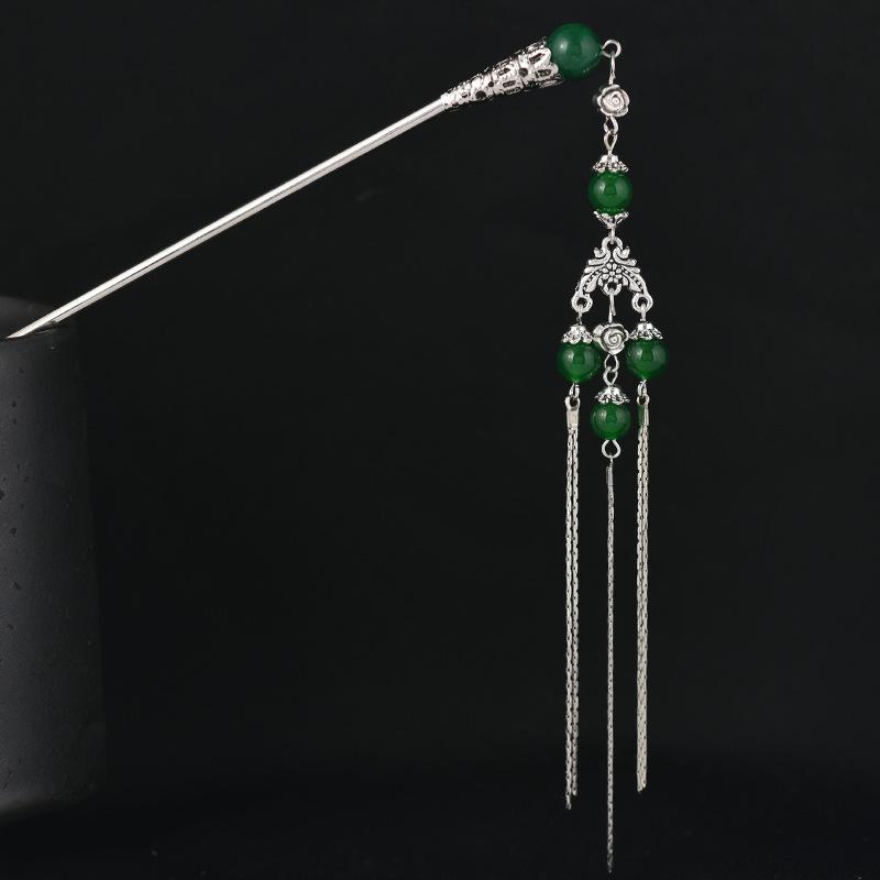 Handmade original design antique fringed hairpin long step hairpin hairpin hairpin head jewelry female