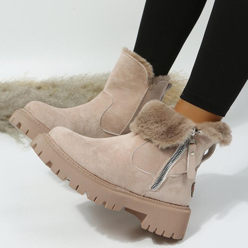Snow Boots Women's Trend Winter New Medium Tube Piled Thickened Warm Cotton Shoes Fur Integrated Winter Women's Boots
