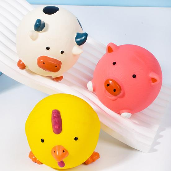 Palla per Animali Giocattolo per Cani Lattice Squeaky Maiale Pulcino Mucca Cane Giocattolo da Masticare Giocattolo Interattivo per Addestramento Cani per Lancio e Presa Gioco di Riporto