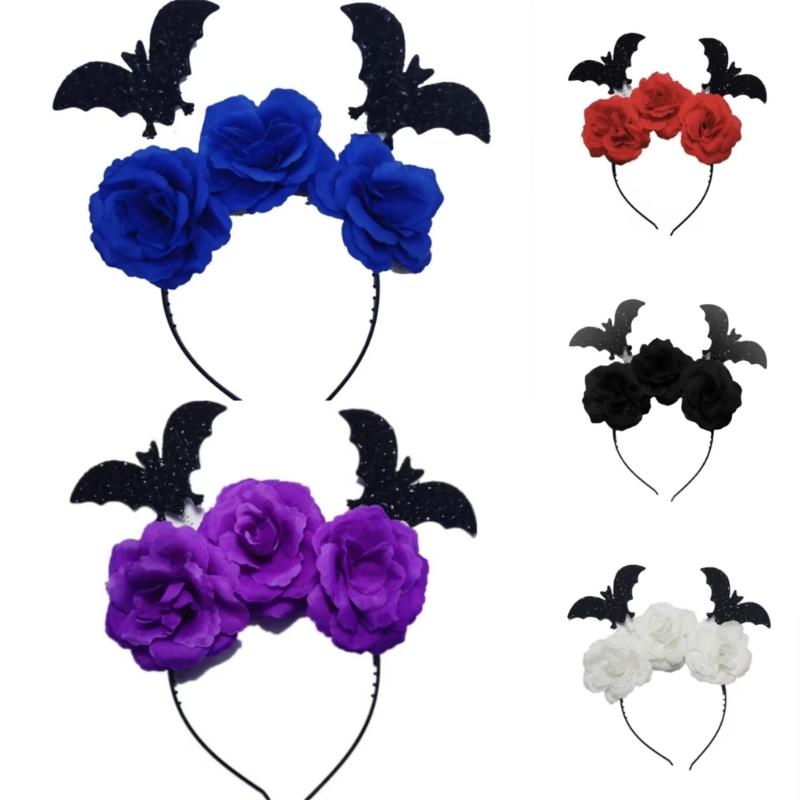 Gothic Bat Flower Hairband for Adult Kids Cosplay Party Costume Festival Theme Party Headpieces Halloween Accessories