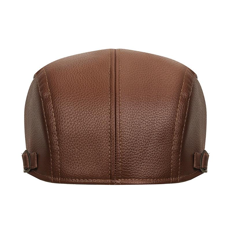 Herbst Winter Retro PU Vorwärtskappe Samt Warm Verstellbare Schirmmütze