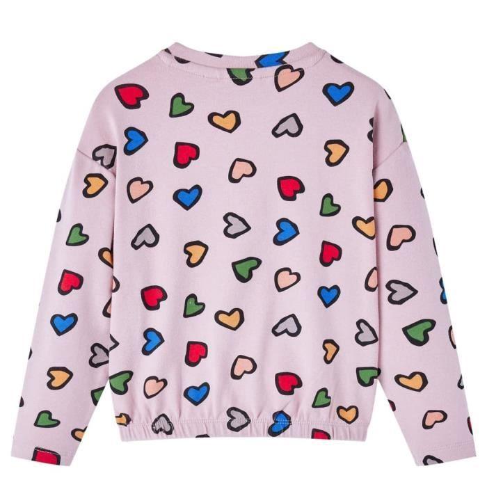 Sweatshirt pour enfants imprimé cœur rose 5 dimensions disponibles