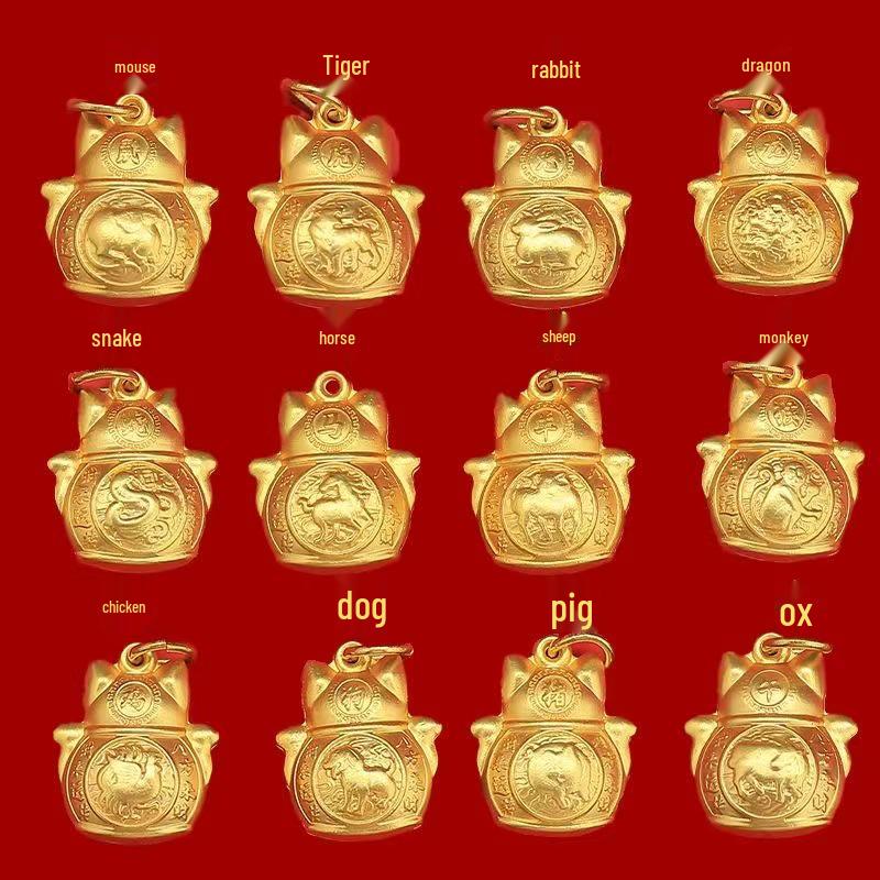 Zodiac Dragon, Horse & Monkey Keychain: Lucky Cat Spinner Charm