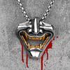 Samurai Fangs Demon Stainless Steel Men Necklaces Pendant Chain Gothic Punk for Boyfriend Male Jewelry Creativity Gift
