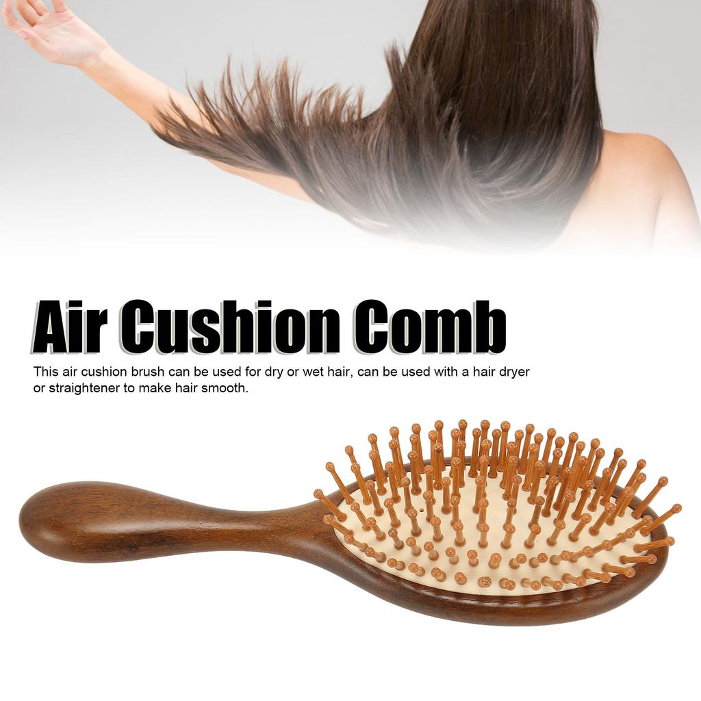 Air Cushion Comb Wooden Handle Detangling Hair Brush Scalp Massage Comb with Cleaning Brush