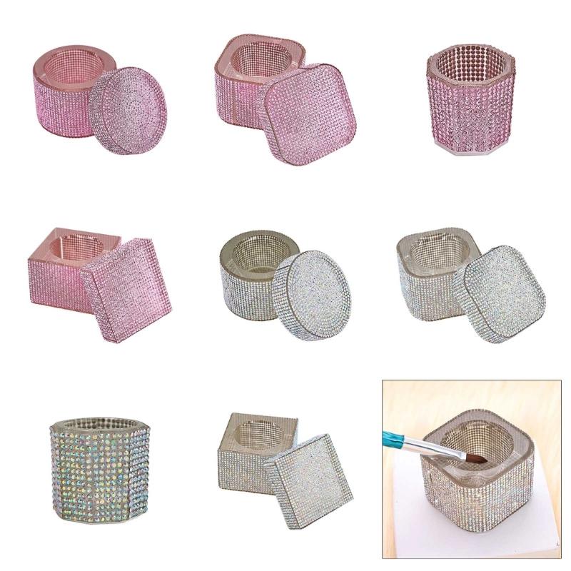 Multifunktionale Nailart-Tasse mit Strassdekoration zur Pinselreinigung und Schmuckpräsentation, zartes Aussehen