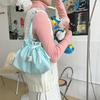 Pure Color Shoulder Bag Drawstring Pouch Women'S Cosmetics Earphones Key Sundries Organizer Simple Tote Bag Storage Bag