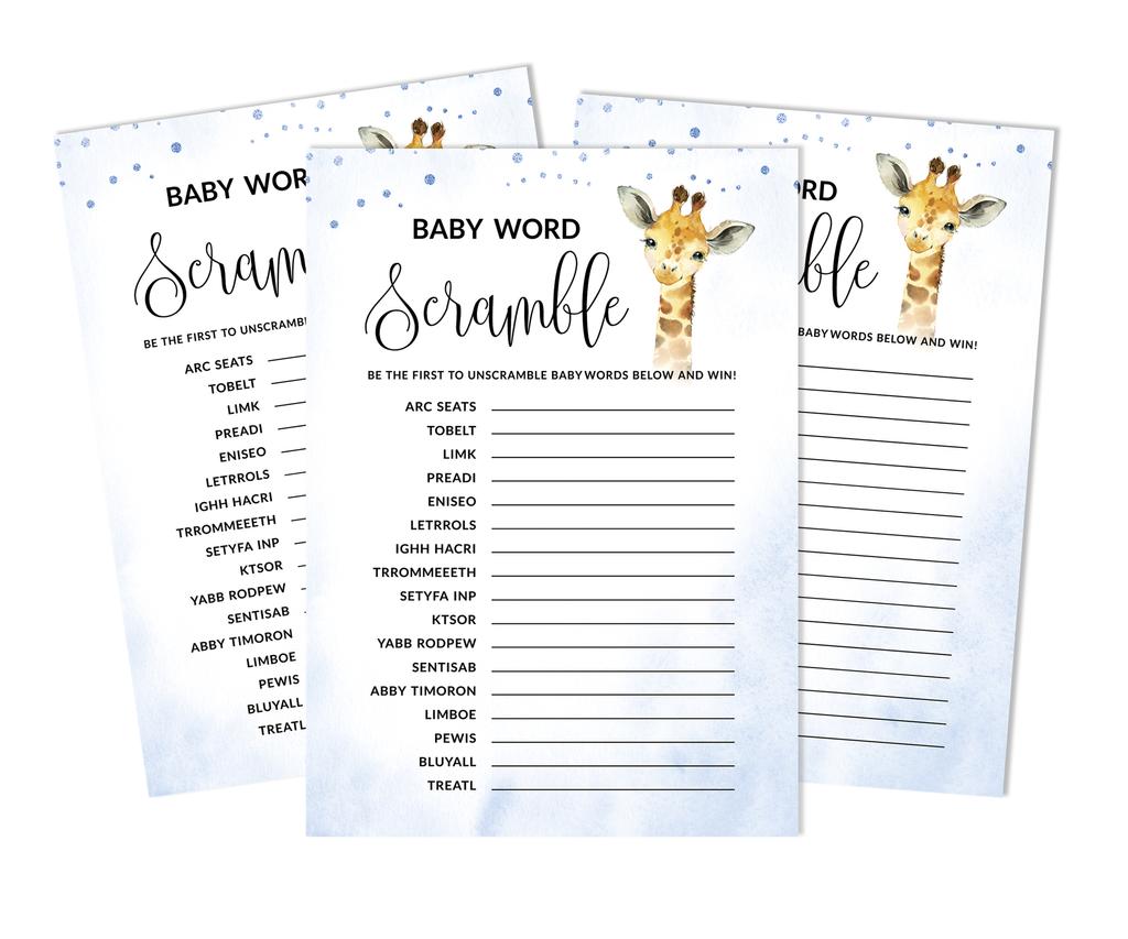 Inkdotpot Baby Shower Game Set Of 50 BabyA  AlphabetA  ABCA  Game Giraffe Jungle Animals Party