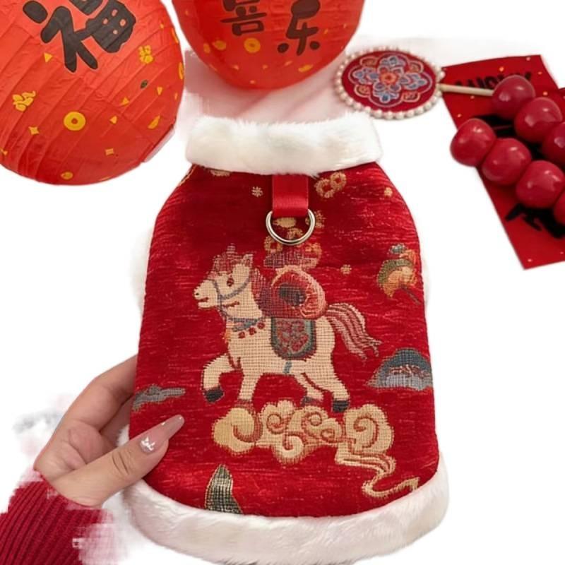 Pet Tang Clothing Thickened Winter Dog Clothes Maltese Bigbear New Embroidered Hanfu Vest