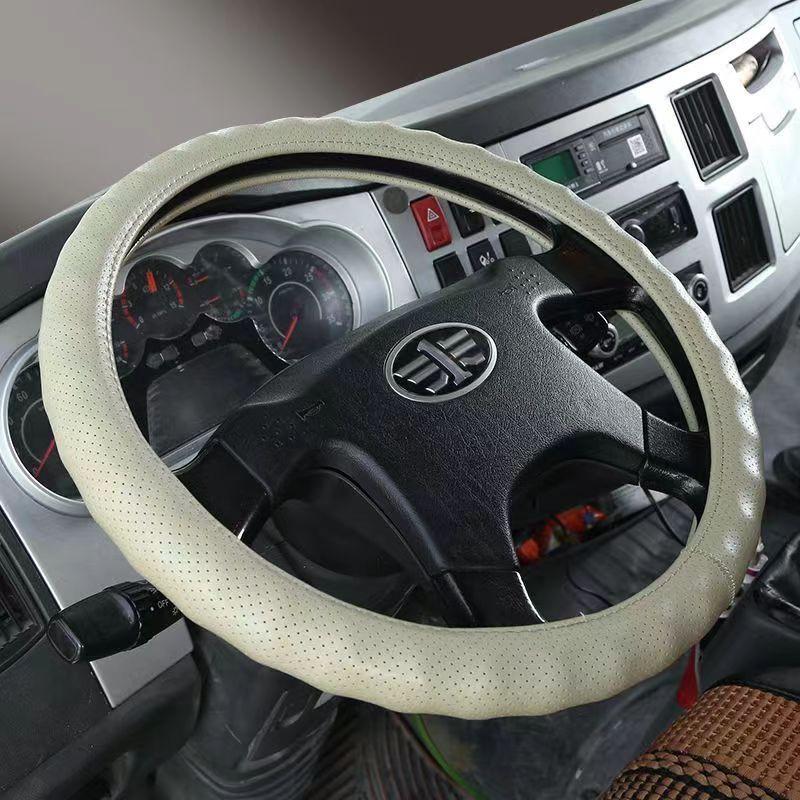 Genuine Leather Steering Wheel Cover Truck Bus Universal Fit 36-50cm Diameter All Season Sport Style