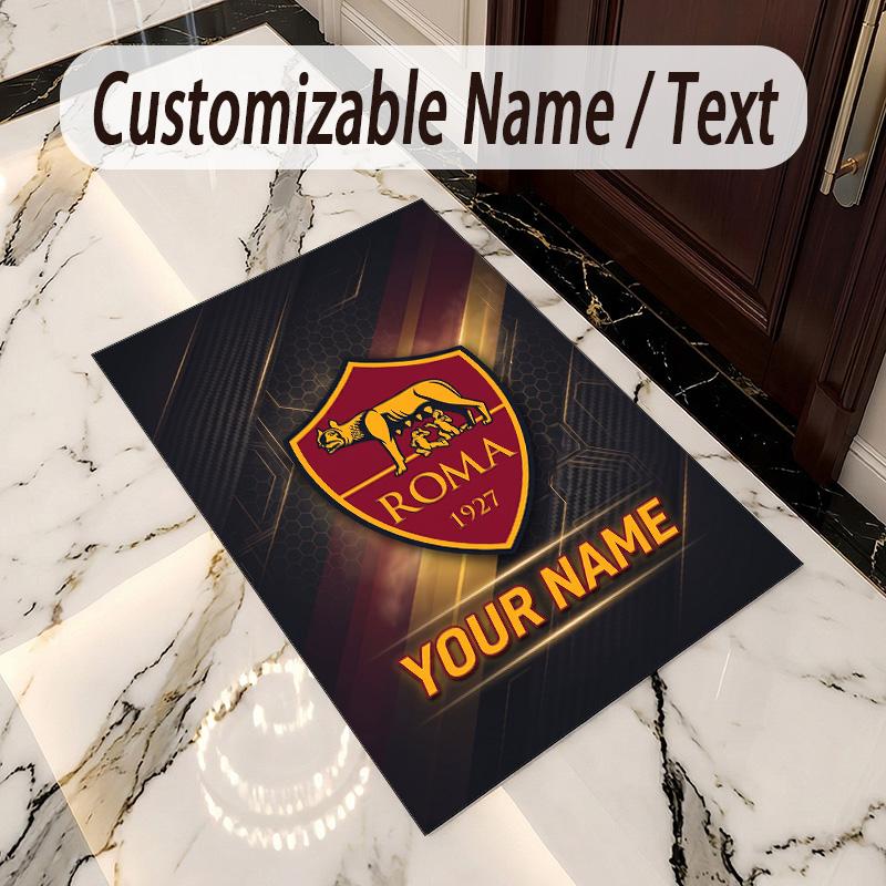 Crystal Velvet Rug AS Roma Print Custom Name Text Floor Mat Home Decor