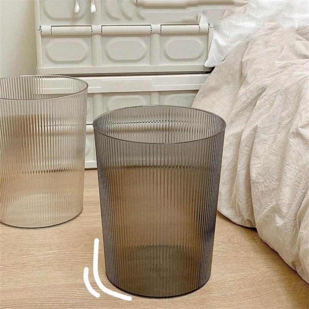 Large Capacity Waste Bin Striped Garbage Container Creative Plastic Trash Can  Kitchen