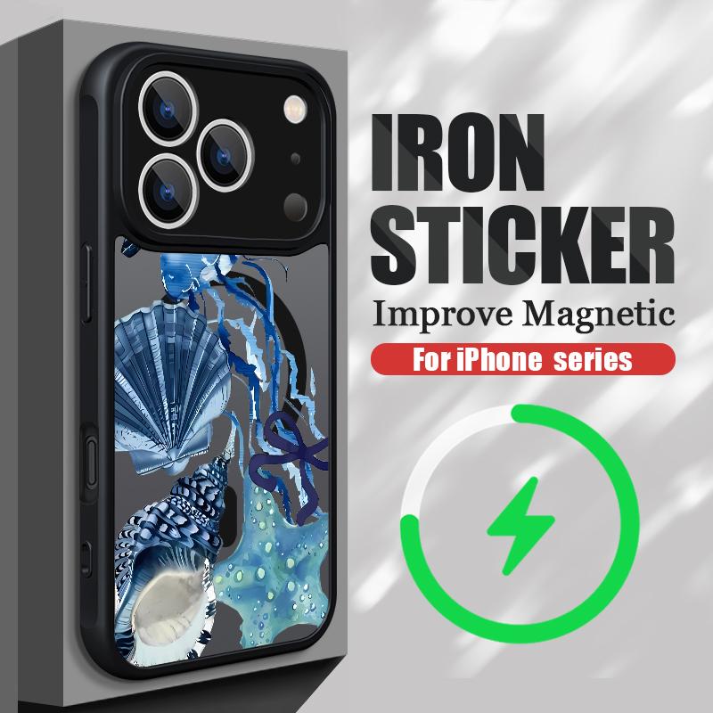 Dolphins Turtles Magnetic Phone Case For iPhone Air 17 16 15 14 Pro Max 13 12 Pro Max 11 16 Plus Magnet Soft Edge Acrylic Cover
