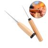 2 Styles Leather Craft Awl Tool Hole Maker Wooden Handle Sewing Stitching Punching Sewing Supplies Stainless Steel Punch Tools