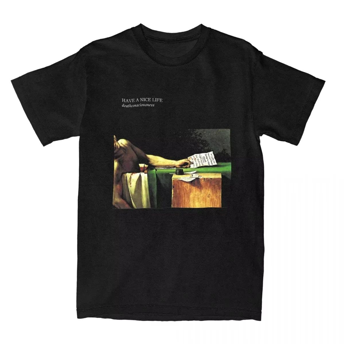 

Harajuku Vintage Streetwear Have A Nice Life Deathconsciousness T Shirts Cotton Amusing Daily Print Cotton Casual Tops Unisex S разноцветный