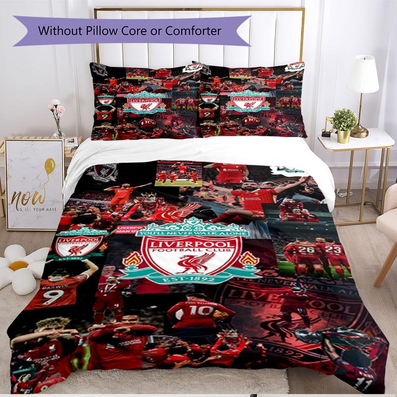 Set copripiumino 3 pezzi (1*Copripiumino + 2*Federe, Senza Nucleo), Set Biancheria da Letto Morbido Stagione Unica Liverpool F.C. Stampa, Regalo Decorazione Camera da Letto Casa
