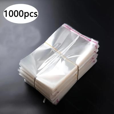 1000 ks Samolepící průhledné celofánové OPP dárkové sáčky na cukroví, sušenky, svačinu, šperky, sponky do vlasů, psací potřeby, sušenky, balení potravin, pečení
