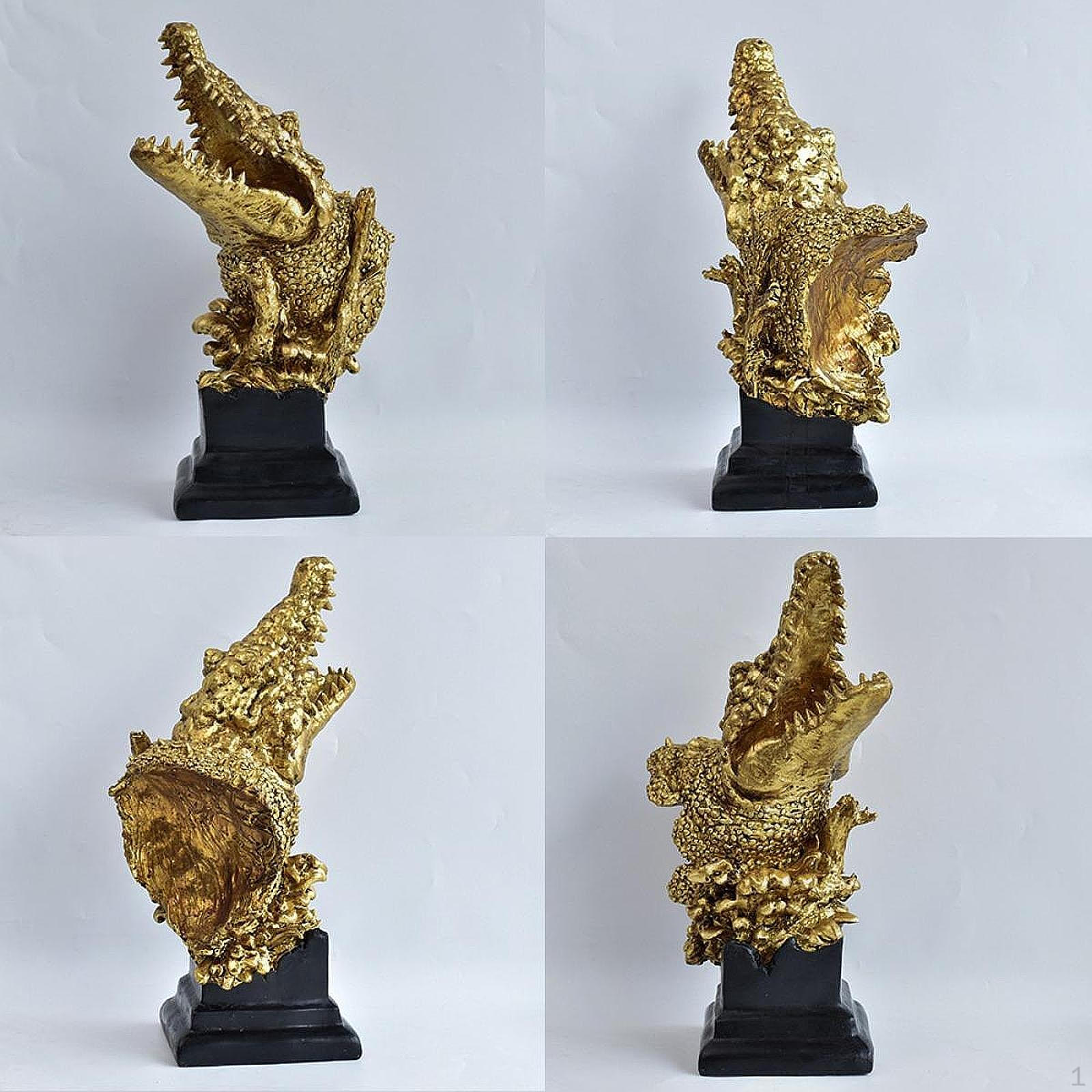 

Crocodile Head Statue Tabletop Decor Artwork Ornament Creative Modern Resin Figurine Animal