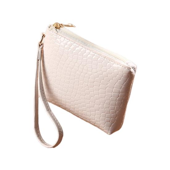 Clutch Bag Crocodile Pattern Smooth Zipper Solid Color Hand Ring Waterproof Faux