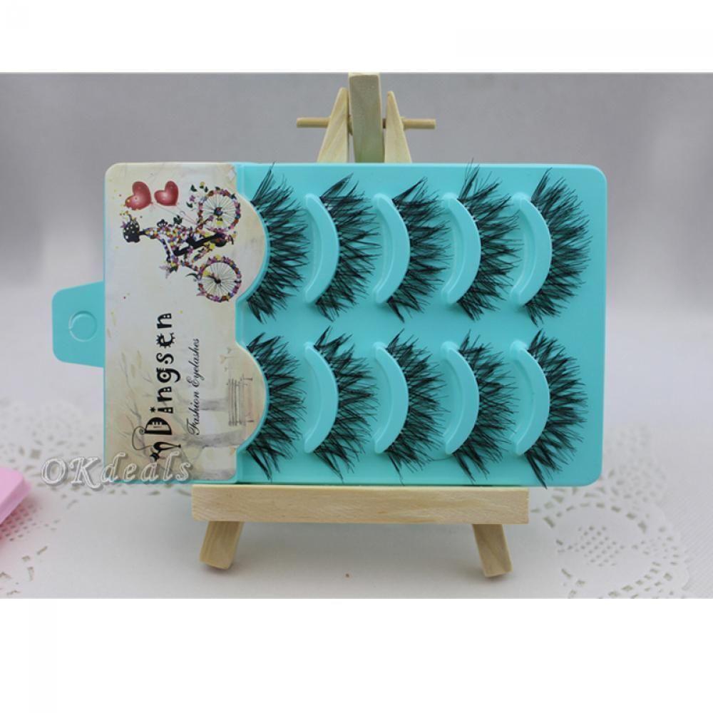 5 Pairs Fake False Thick Long Natural Handmade Eye Lashes Extension Black False Eyelashes
