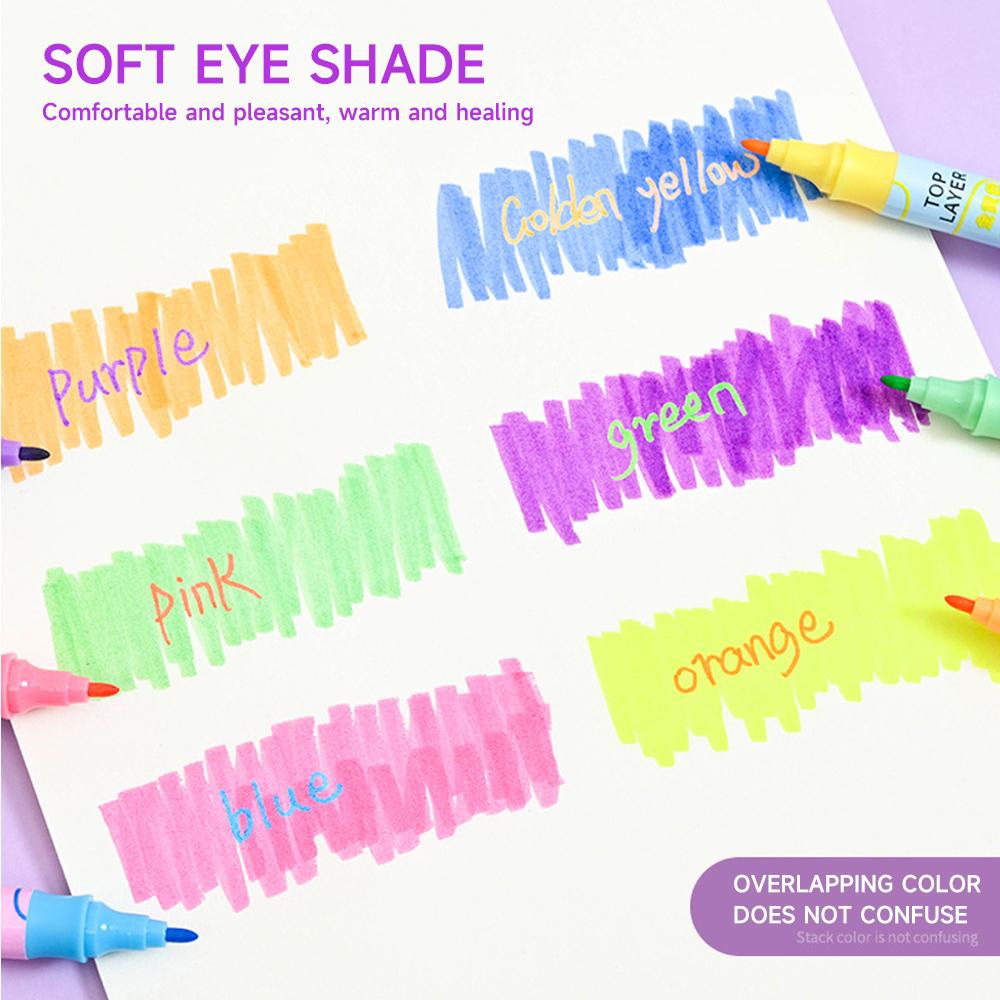 6PC Double-Headed Magic Highlighter Pen 12 Color-Changing for Diary Scrapbooking Painting DIY Crafts Ideal for Classroom Use