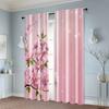 2pcs, Curtain Popular Bright pink cherry blossoms and green leaves Fabric (without rod) Decorations Clearance Ldeal for Season