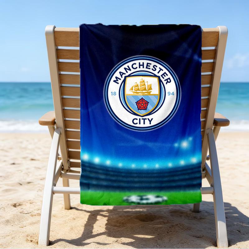 Serviette de Plage Imprimée City Football Club, Microfibre Super Douce, Cadeau Parfait Anniversaire, pour Piscine, Plage, Voyage, pour la famille et les amis