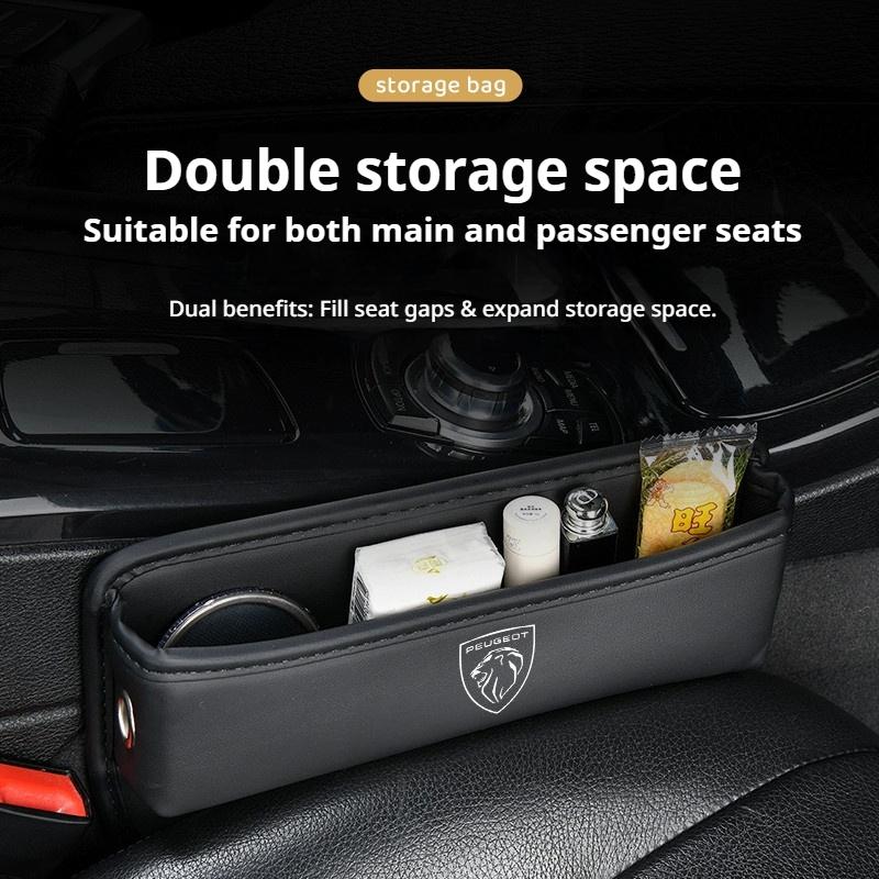 Leather car seat gap storage box leak-proof storage bag for Peugeot 2008 208 308 508 4008 408 3008 307 207 107 607 106 406 407