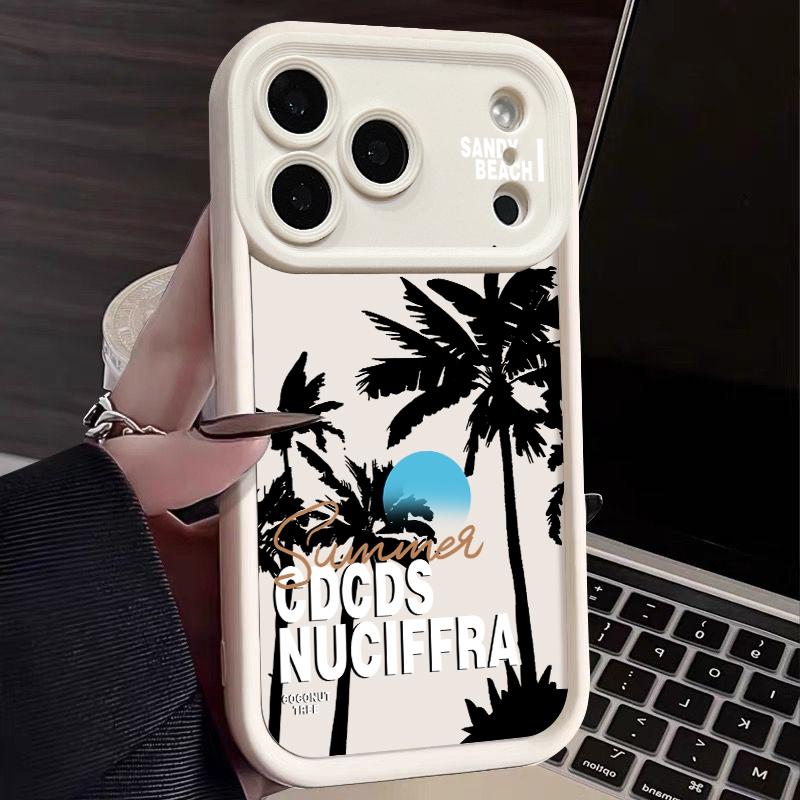 Custodia Creativa con Motivo Tramonto Cocco per iPhone 17 Pro Max 17e 16e Cover Bumper Morbida in Silicone Antiurto per iPhone 16 15 14 13 Pro Max 11