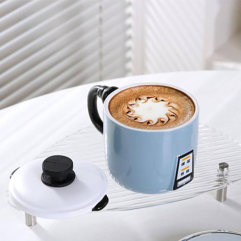 Rice cooker cup, mug with lid, bizarre birthday gift, design water cup for male and female friends and sisters