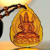 Ice Yellow  Lucky Pendant Long Sweater Necklace Manjushri Amitabha Tibetan Buddhism Religion Amulet Necklaces Unisex Gift