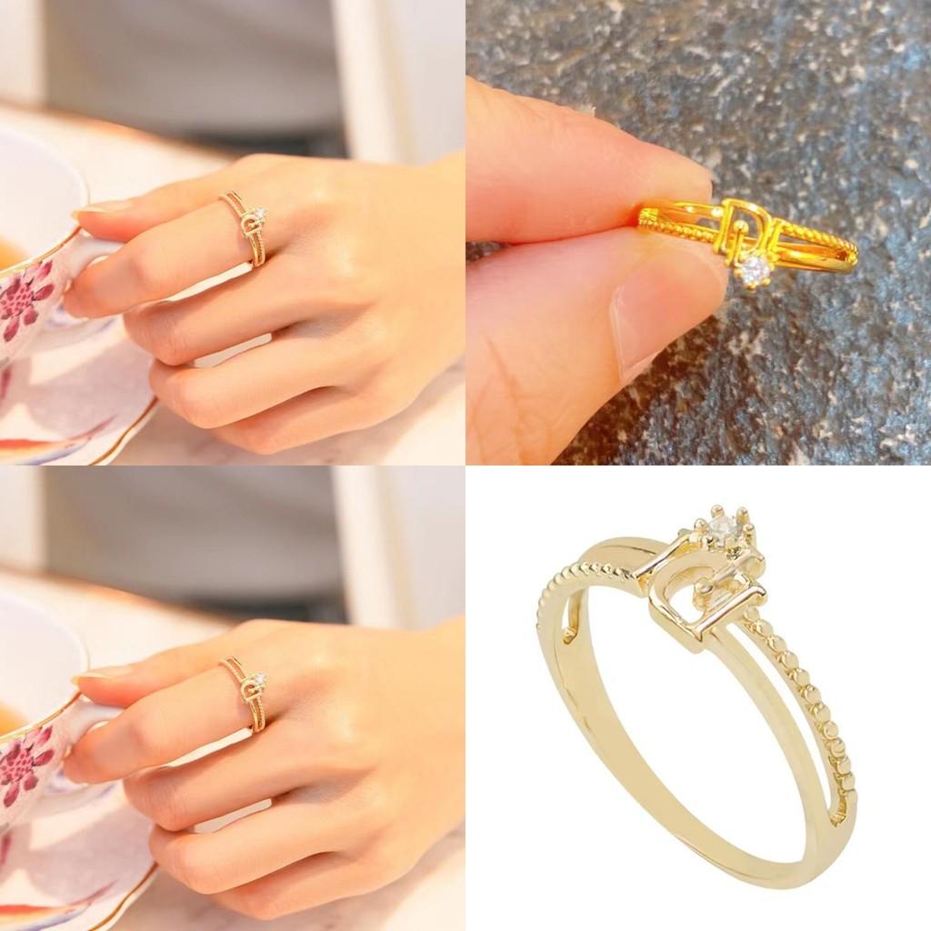 Chic Geometric Design Adjustable D-ring For Women Luxuriously Embellished With Rhinestones