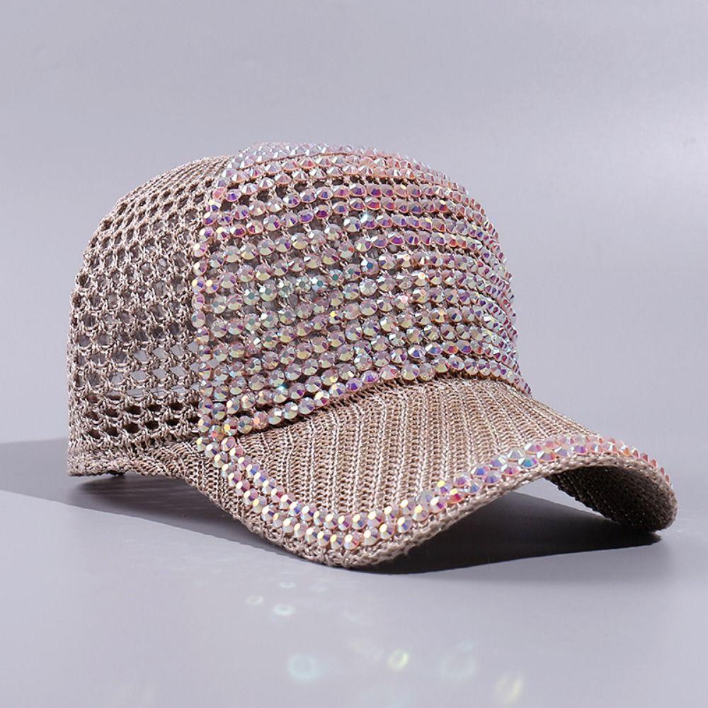Lightweight Woman Shiny Cap Breathable Rhinestone Visor Hats  Outdoor Sports