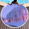 Winter Snow Landscape Round Beach Towel, Microfiber Soft Shawl Beach Blanket, Absorbent Quick Dry Portable Pool Towel Picnic Mat